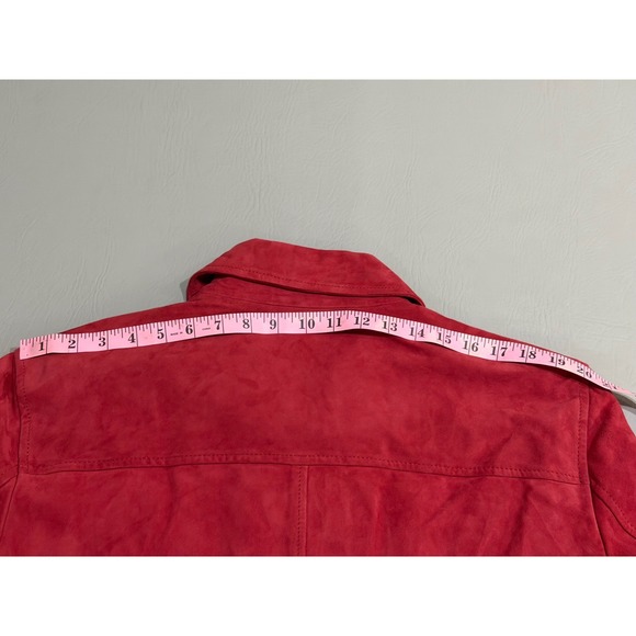 Paul Fredrick Suede Leather Jacket Mens L Red New Zip Front Harrington jacket - Picture 3 of 16